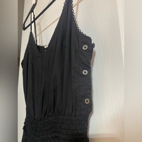 Aritzia Wilfred Irene Wide Leg Flowy Lace Trim V-Neck Black Modal Romper Size XS - Picture 7 of 16